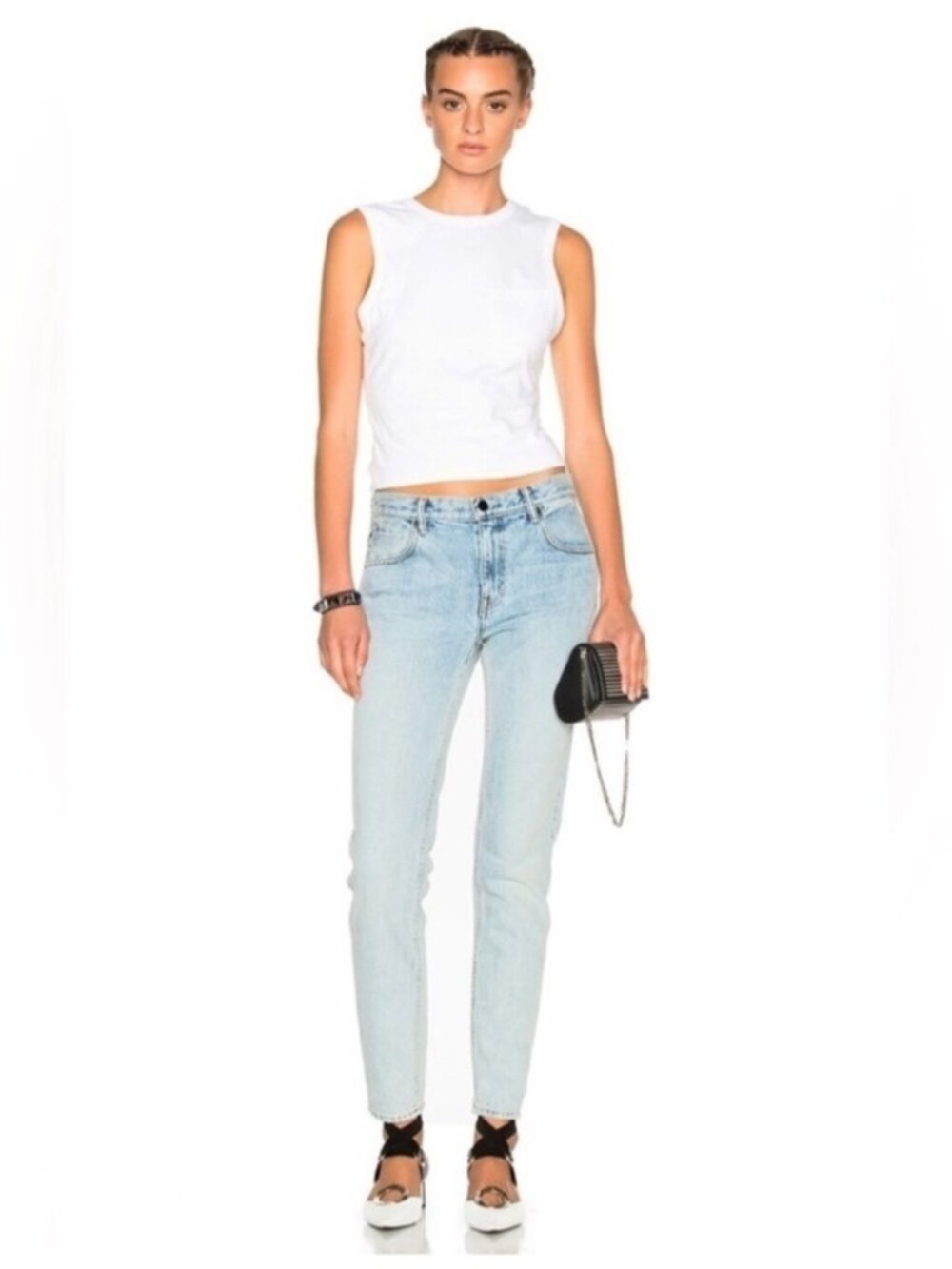 T Alexander Wang Cotton Jersey Twist Back White Tank Top M